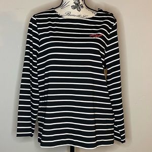 NWT KARL LAGERFELD Paris Medium striped top w/embroidery!